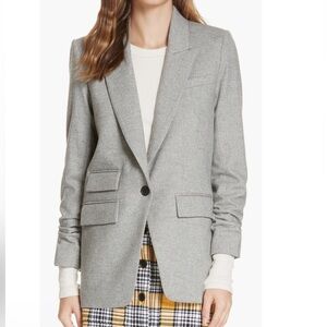Veronica Beard Martel Herringbone Ruched Sleeve Blazer Dickey Jacket NWT
